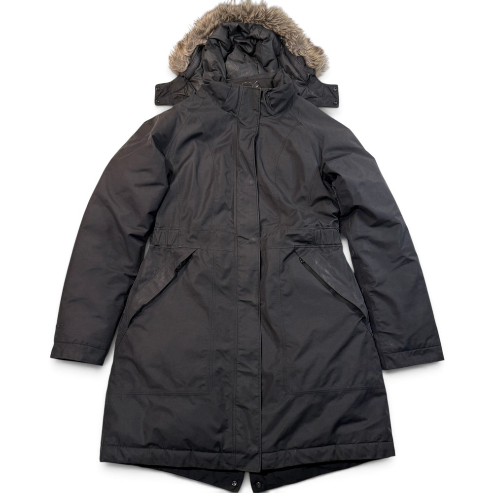 The North Face Arctic Parka Womens Medium Black Down Faux Fur Hood Winter Coat